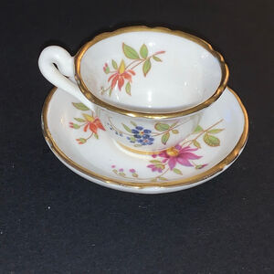 Hammersley Fine Bone China Miniature Teacup Saucer White Floral One Size